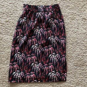 J. Crew Black Floral Pencil Skirt